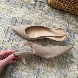 Marc Fisher Taupe faux Suede Slingback Heels